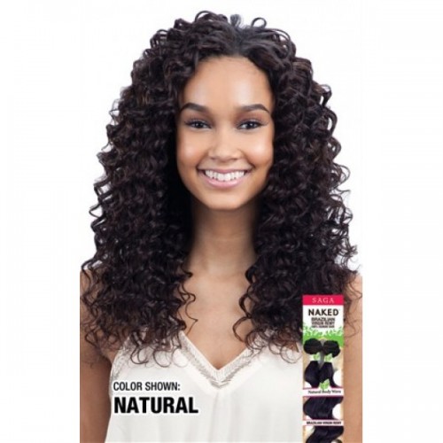 SAGA NAKED BRAZILIAN VIRGIN REMY 100% HUMAN HAIR DEEP WAVE 7PCS (14"16"18")
